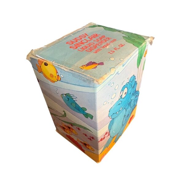 Sudsy Sinclair Blue Dinosaur Kids Liquid Soap Dispenser Set Avon Vintage 1980 - Picture 6 of 9